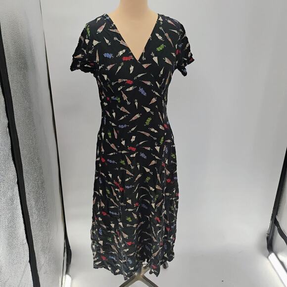 BANANA REPUBLIC midi DRESS vintage umbrellas novelty print made in hong kong - Picture 3 of 13